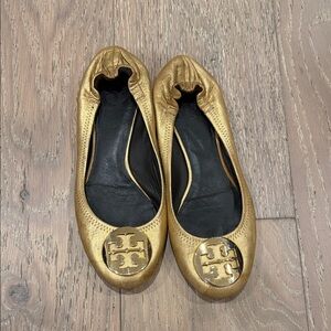 Tory Burch Metallic Gold Flats